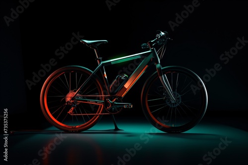 a bicycle with red and green lights