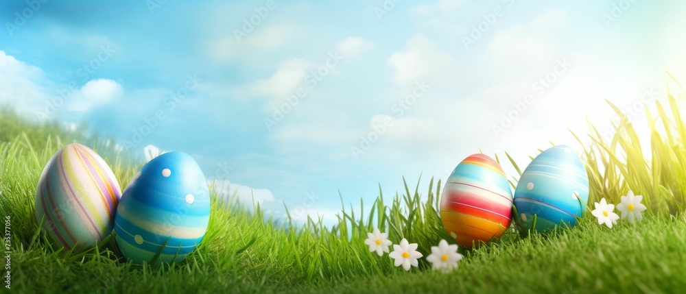 Colorful Eggs Sitting in the Grass