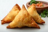 Isolated samosa Savory pastry, traditional Indian cuisine delicacy
