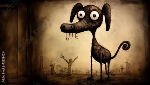 Grunge surreal puppy dog animation