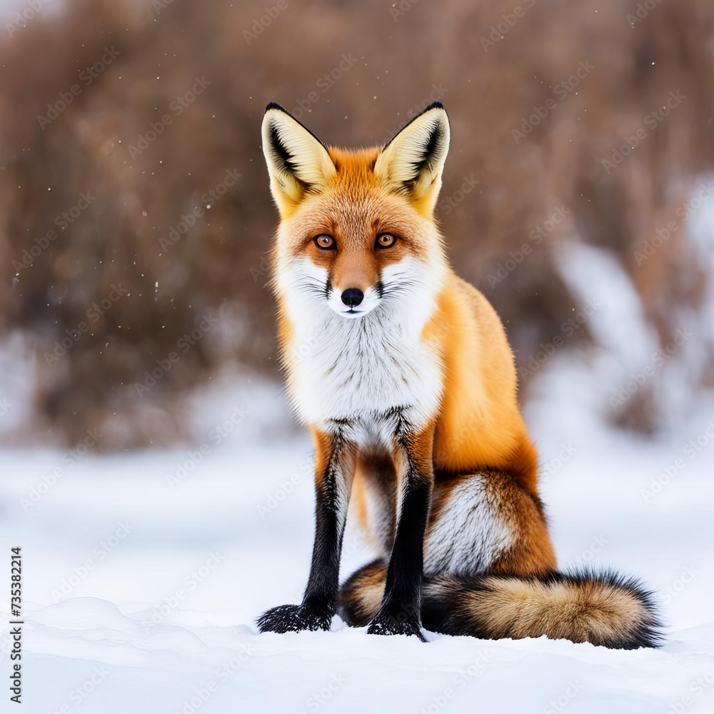 Obraz premium Red fox in the winter forest.
