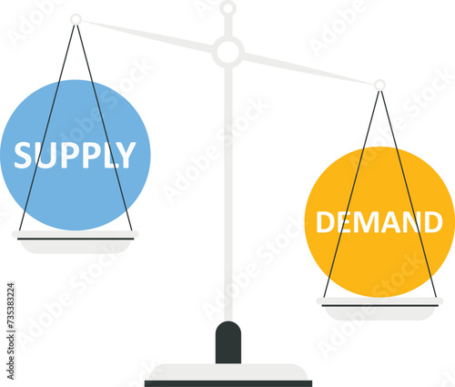 Demand and supply balance on the scale for demand and supply concept,
