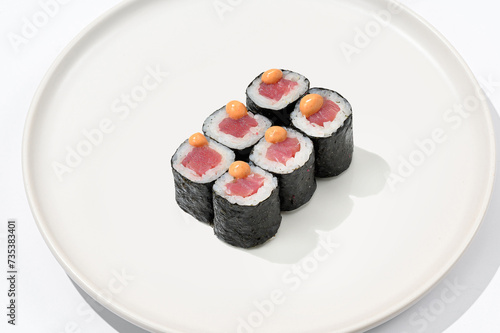 delicious rolls on a white plate