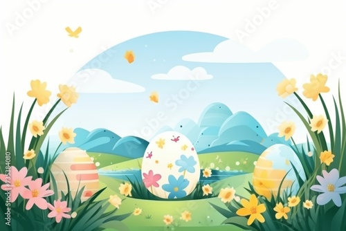 An Easter Scene With an Egg in the Grass