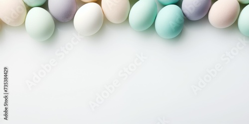 A Row of Pastel Colored Eggs on a White Surface