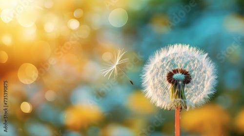 The fuzzy seed head of a dandelion  ready to disperse its wishes on the wind