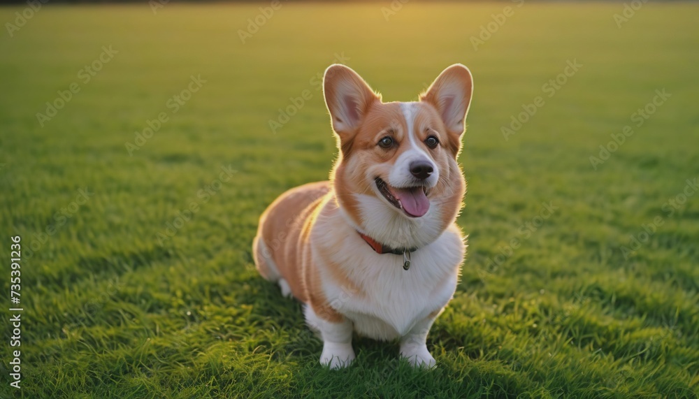 corgi dog, dog at dawn, purebred dog in nature, happy dog, beautiful dog corgi dog, dog at dawn, purebred dog in nature, happy dog, beautiful dog