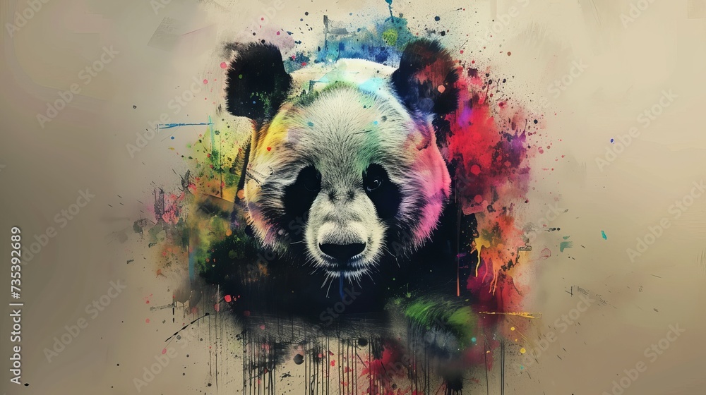 Vector colorful illustration panda in pop art style. graffiti street ...