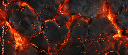 Fluxo de lava com faíscas e brasas. Fundo abstrato para design. photo