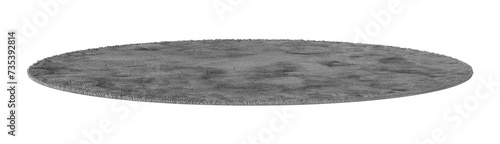 Gray round carpet with a detailed texture, perfect for modern home interiors, on transparent background. Cut out home decor. Loft style. Front view. 3D render