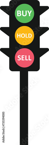 Traffic lights show a buy, hold, sell sign for investment concept 