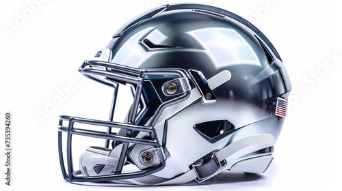 American football helmet made of silver, isolated on a white background