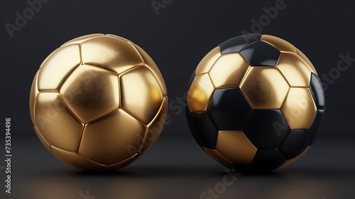 3D soccer ball in black and gold vector design. Football ball in gold on a dark background. Football 3D ball.