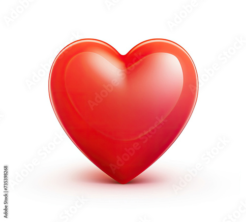 Red Heart on White Background