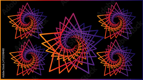 The vector dotted spiral vortex graphic is a visually interesting and complex image. The use of color, movement, and text all contribute to its overall effect. 