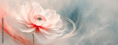 Panel kuchenny z motywem Tapeta, wzór w kwiaty, pastelowy zawilec, puste miejsce na tekst, kartka na życzenia