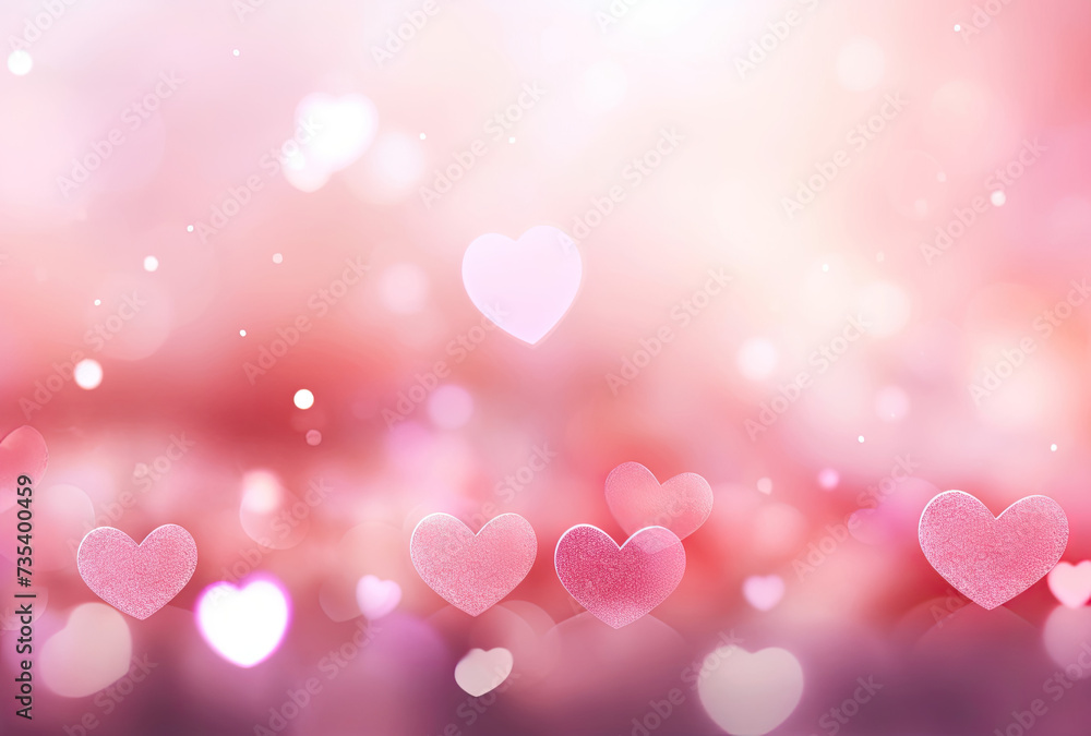Blurry Pink Background With Hearts