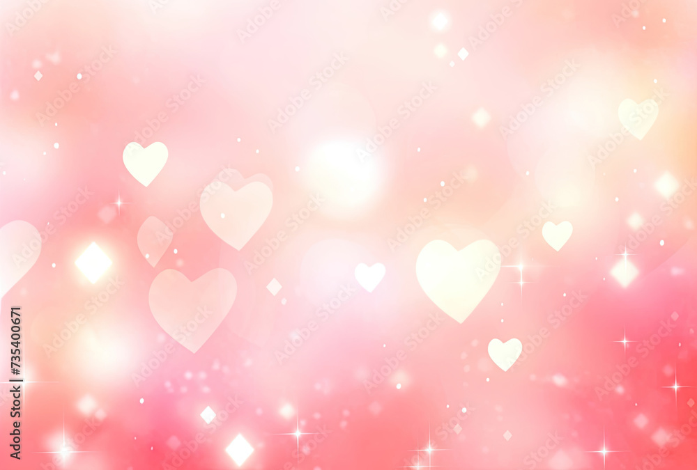Blurry Hearts on Pink Background