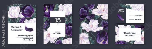 Vector botanical illustration. Greeting realistic tulip flower template, luxurious floral background, concept flyer, modern design for your products, banner for advertising, place for text, template
