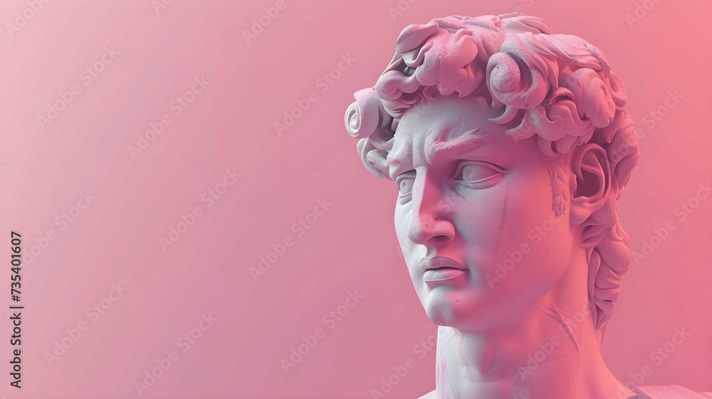 Pink colored modern Greek statue elegance Pink colored modern Greek statue elegance