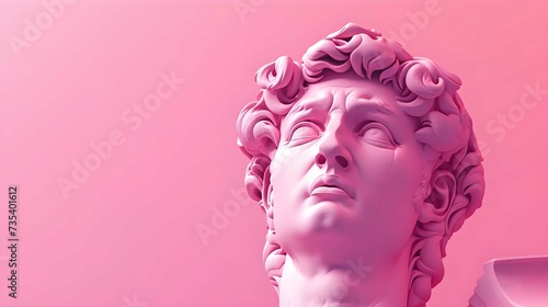 Pink colored modern Greek statue elegance © Nicholas