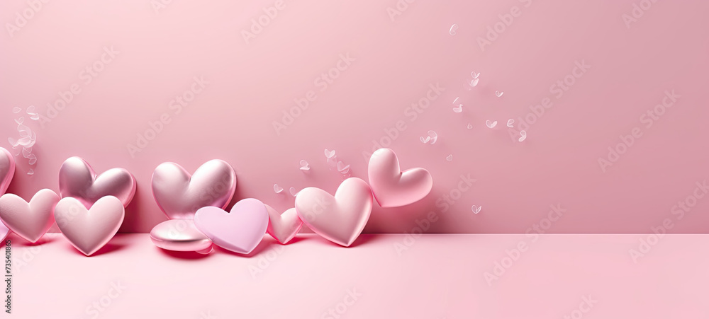 A Group of Pink Hearts Floating in the Air