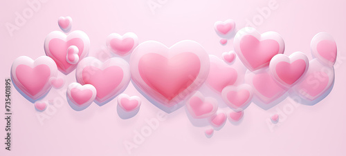 Bunch of Pink Hearts Floating in the Air