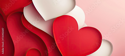 Red and White Background With Two Hearts