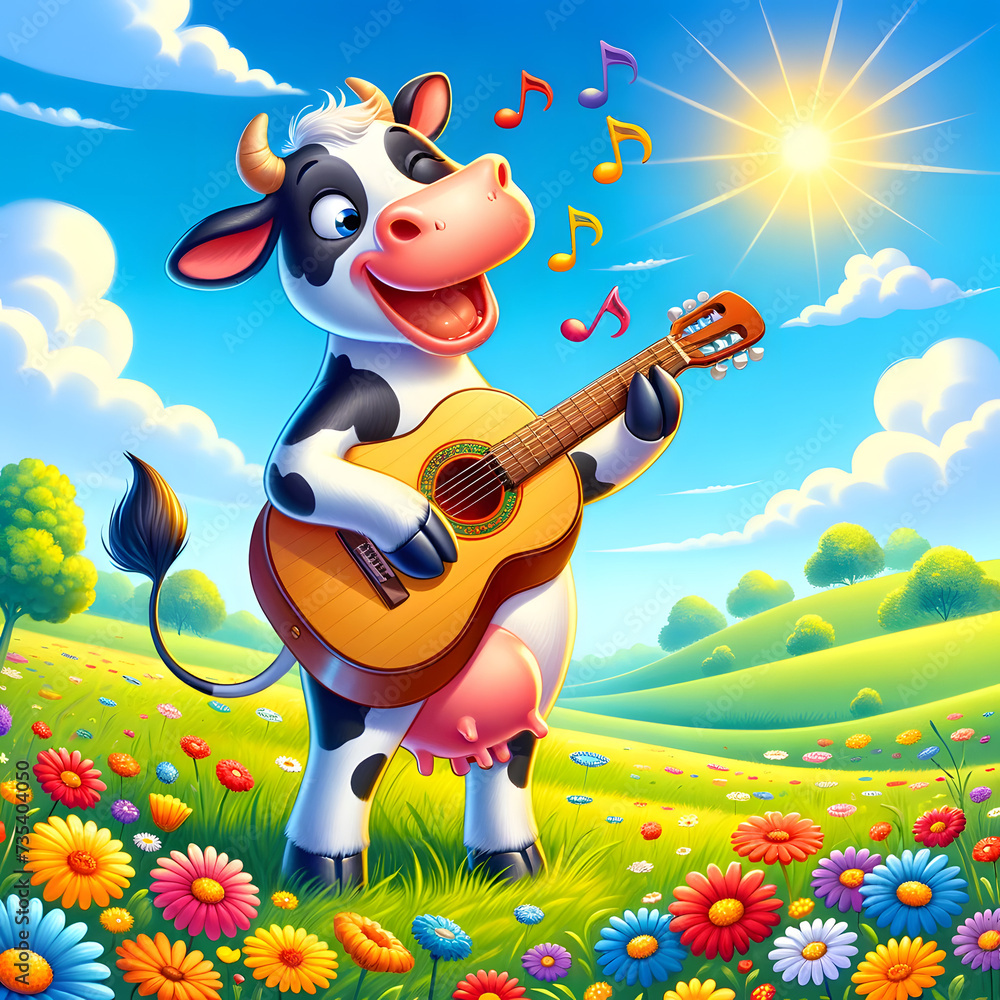 Fototapeta premium a musician cow