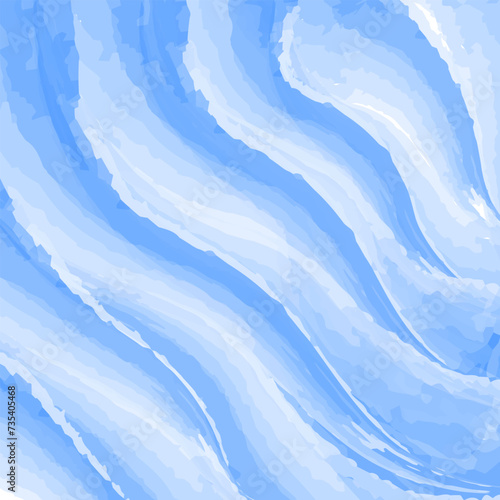 River summer scenery background. Abstract blue watercolor, sea wave.