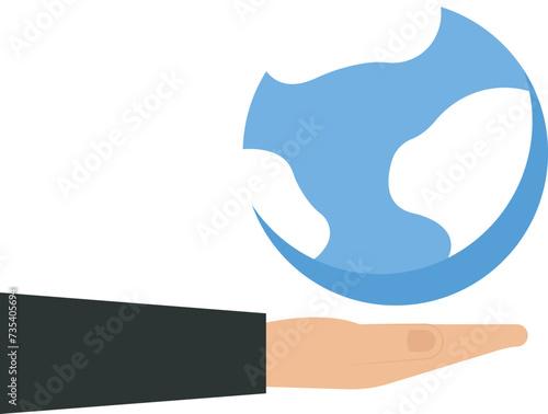 Hand holding the earth and globe navigational equipment or world map concept, 
