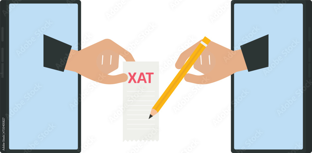 Businessman signs a contract document by wireless technology concept,
Businessman signs a contract document by wireless technology concept,
