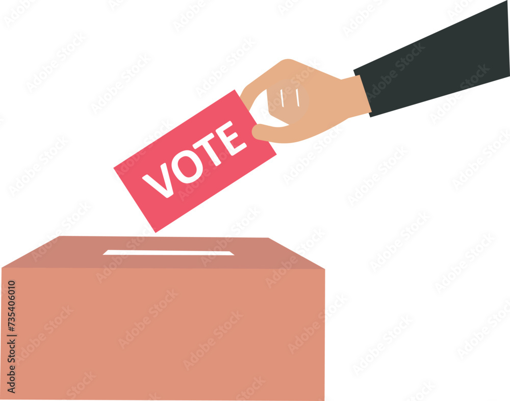Businessman drops a ballot paper in a box for election vote or suggestion box concept,
Businessman drops a ballot paper in a box for election vote or suggestion box concept,