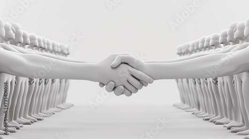 Close up two man shaking hand on white background. Unity and teamwork concept.