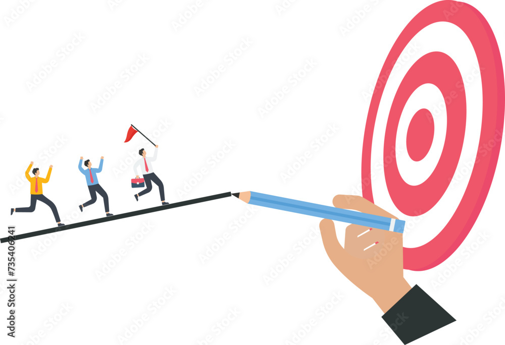 Business people run to the target by a helping hand for business success concept,
Business people run to the target by a helping hand for business success concept,