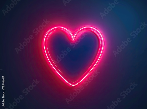 Neon Heart Illuminated on a Dark Background