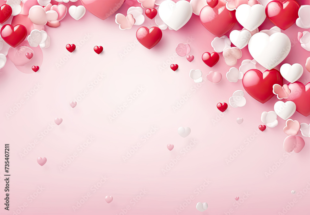 Pink Background With Floating Hearts