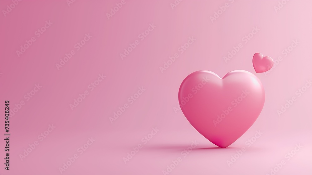 Red Heart icon On Pink Background. Color Image