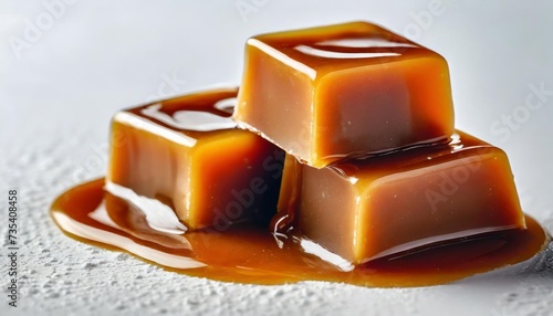 caramel candy with caramel topping on white backgrounds healthy food ingredient come generated