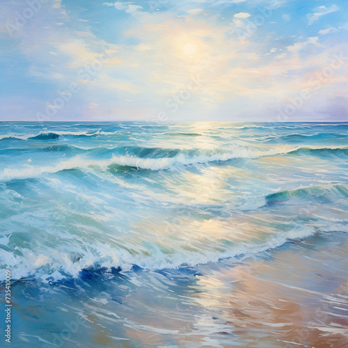 blue sky and sea painting