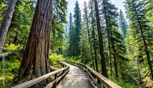 giant cedars boardwalk trail mount revelstoke national park british columbia canada featuring large old cedar trees