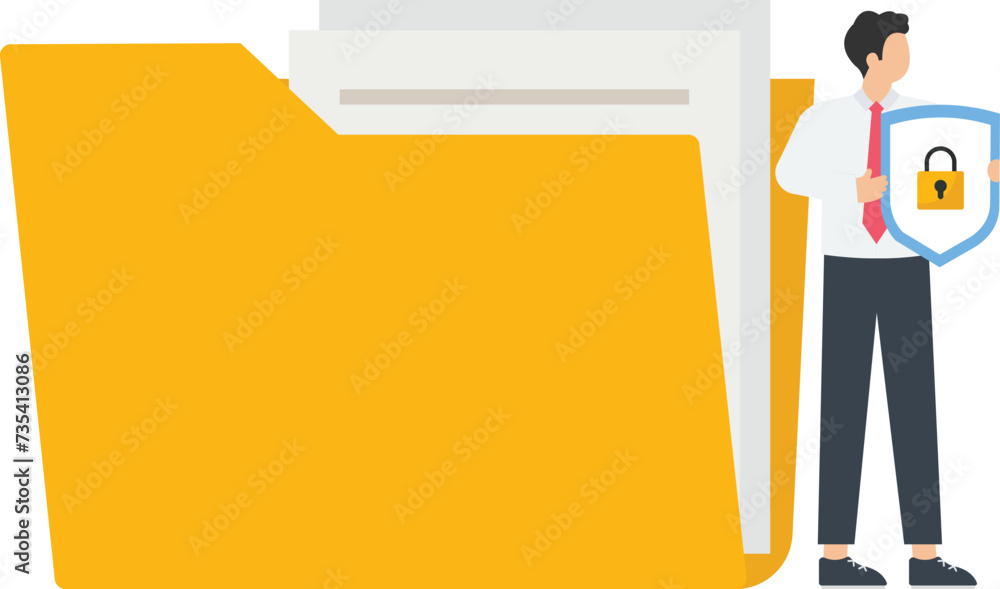 Businessman with a shield protecting a file folder or security document concept,
Businessman with a shield protecting a file folder or security document concept,