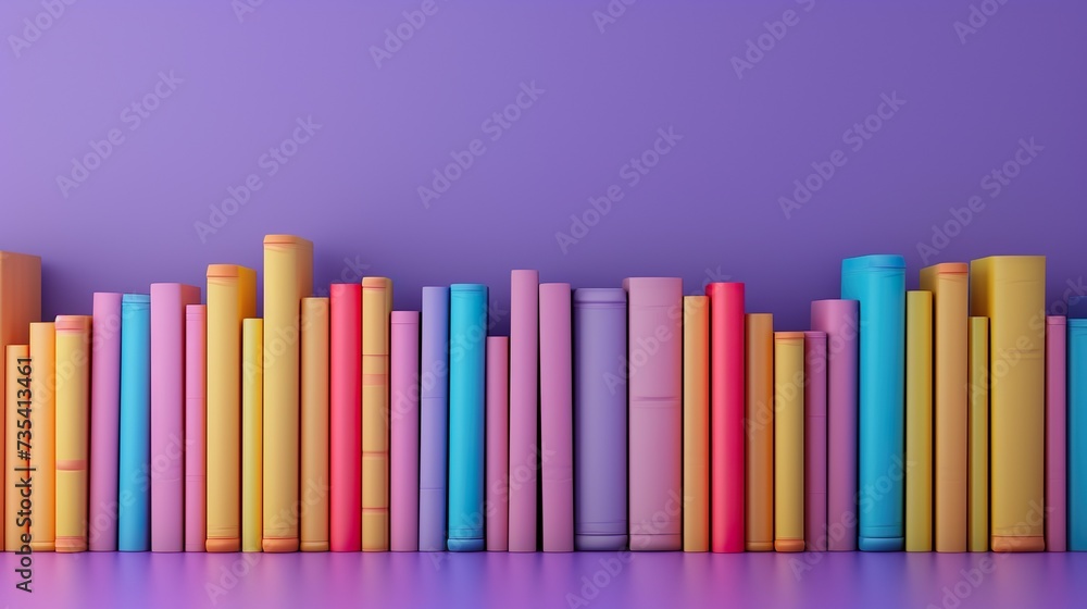 Many stacks of educational books to study in the university library on a color background Many stacks of educational books to study in the university library on a color background