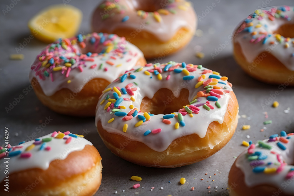 donut with sprinkles and icing. donut with sprinkles and icing.