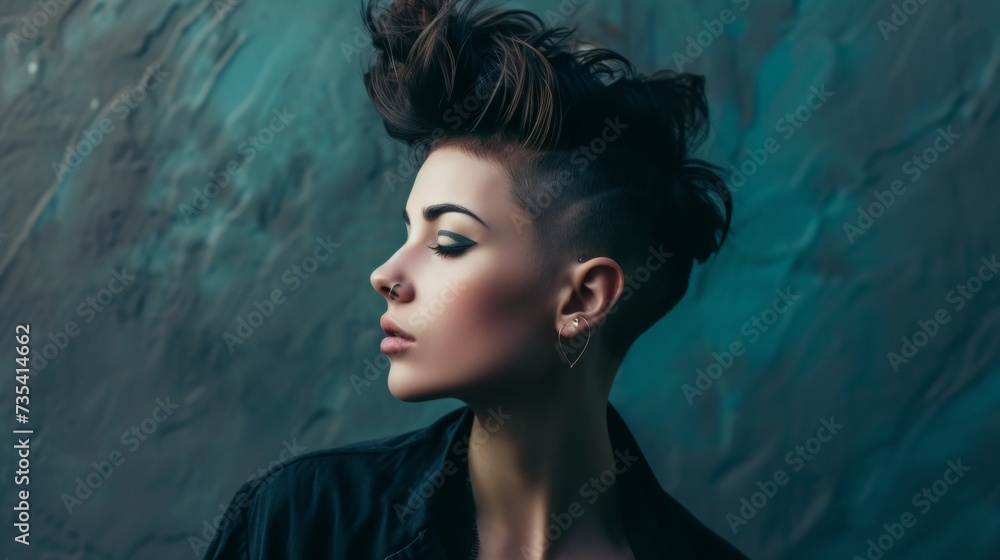 Edgy Hairstyle Portrait of a Fashion-Forward Individual AI Generated.