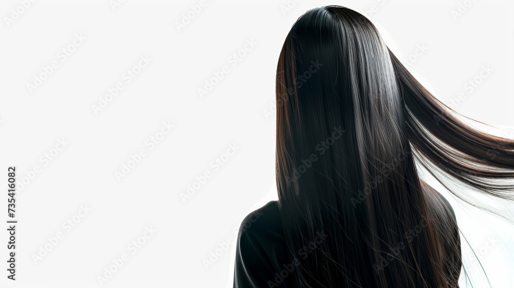 Naklejka premium woman with beautiful long hair on white background
