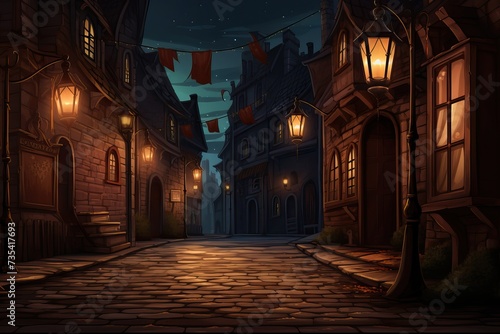 illustration of Background with an alley lit by candles photo