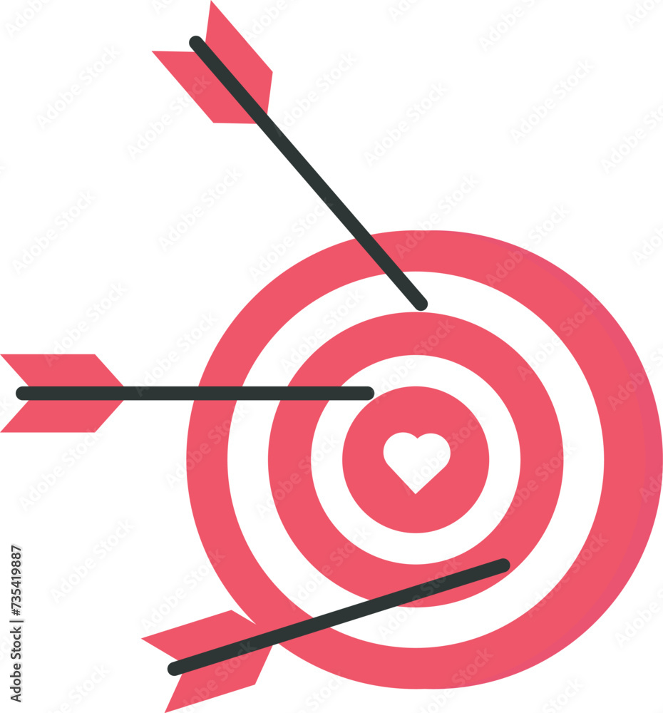 Arrow misses a heart target, Heart target and Missed shot, Precision and Accuracy, Aim or Target practice concept, 
