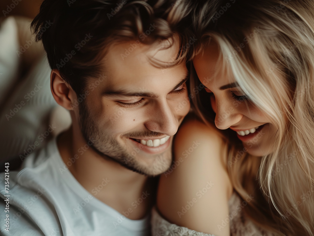 Valentine's Day. Couple in love at home Valentine's Day. Couple in love at home