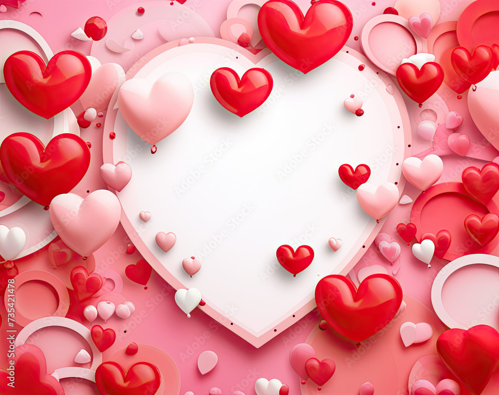 Red and White Hearts on Pink Background